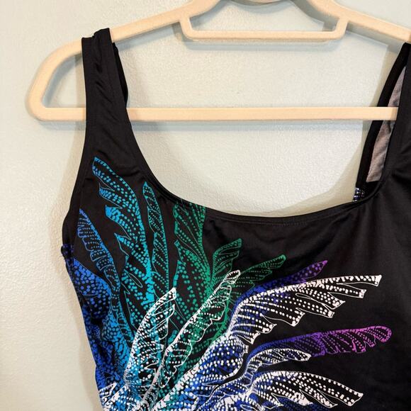 Swim Solutions Women's Black Firework Pull On One-Piece Swimsuit Size 14 NWT - Picture 11 of 11